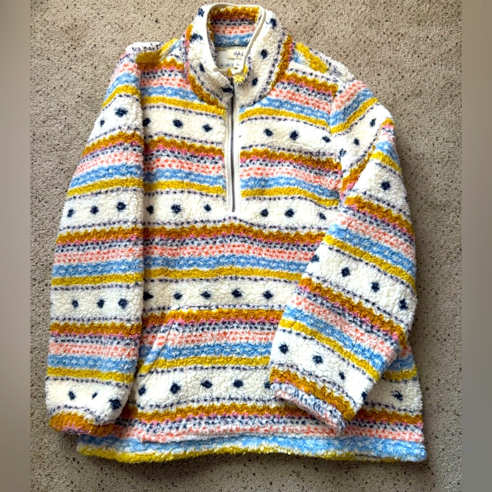 Style & Co. Multicolor Striped Zip-Up Sweater